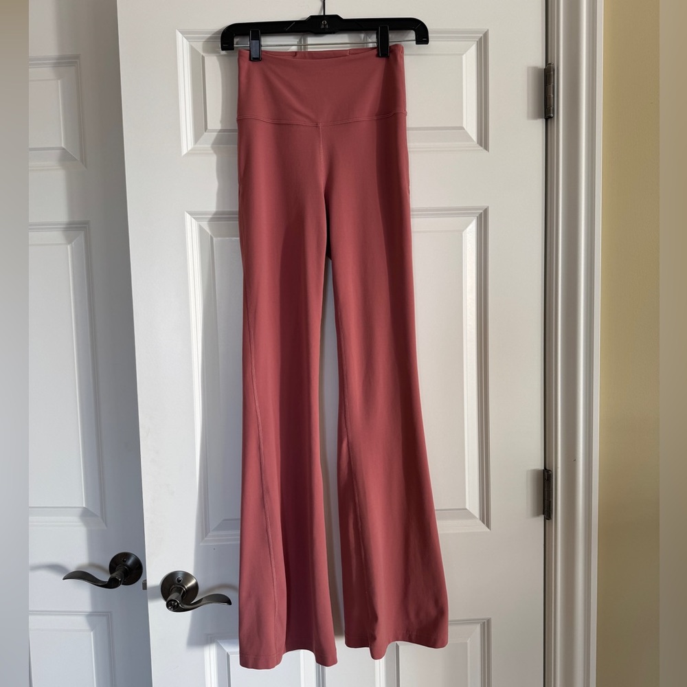 Lululemon high rise flared yoga pants, size 4, rose pink, good condition